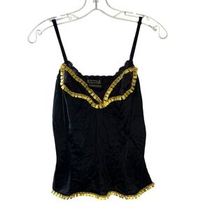 Black Y2K Camisole Tank Top Royal Peasantry Vanity fair with lace and tassels